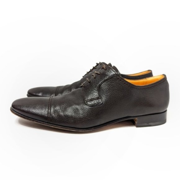 Bally Dark Rich Brown Saele Grained Texture Leather Derby Shoes size 9.5D main image 11